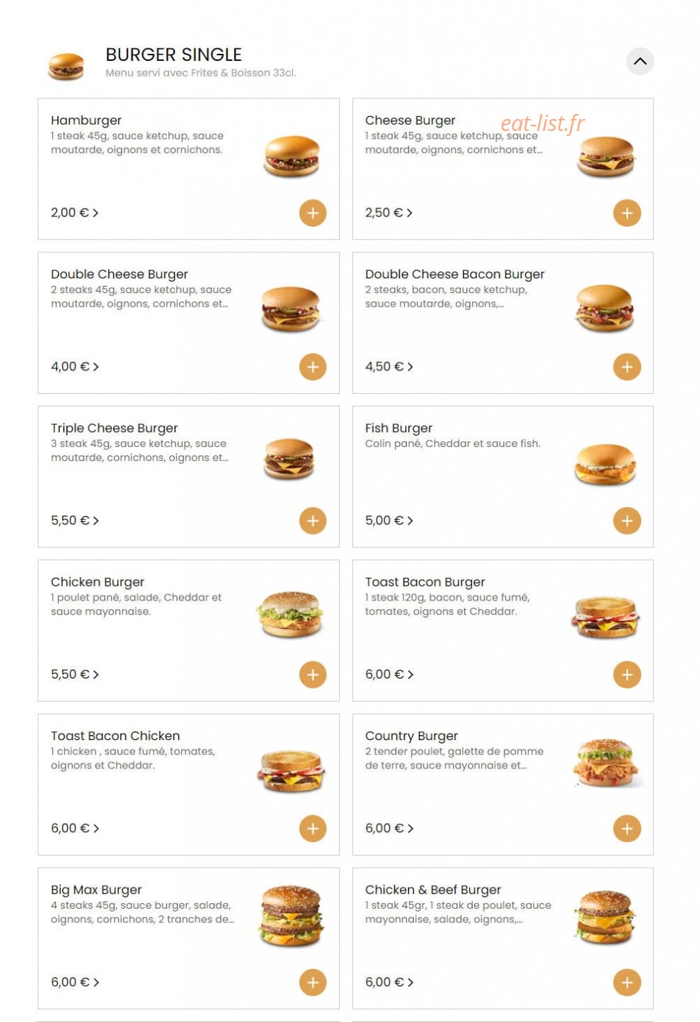 Burger Bro — carte page 2