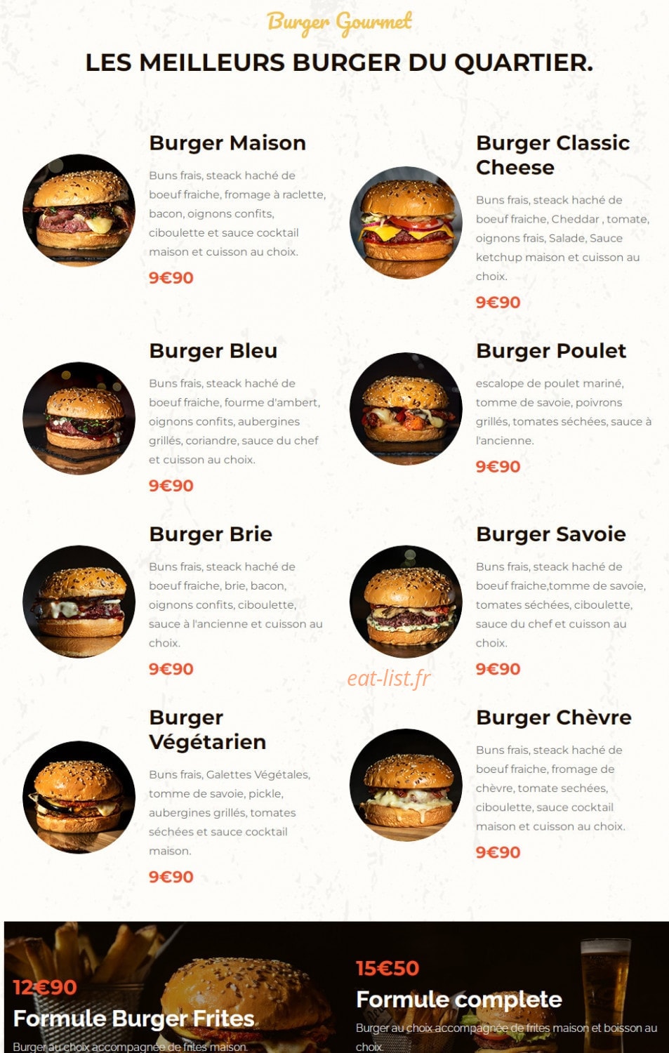 Burger & Cook — carte page 1