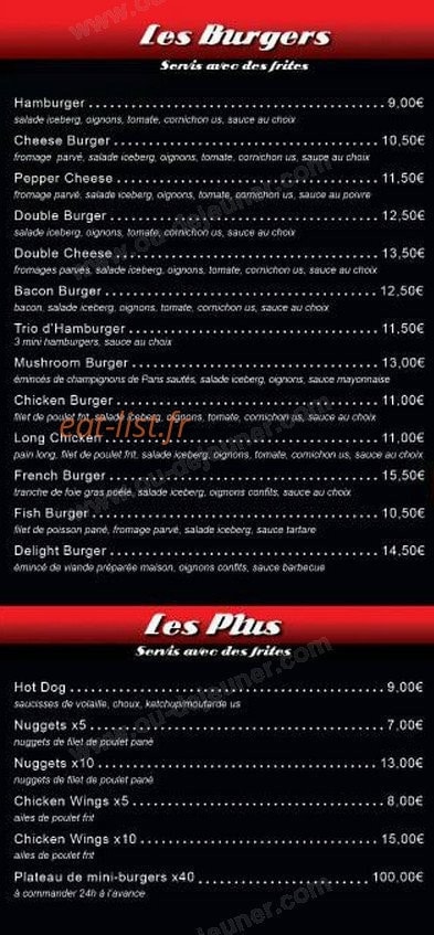 Burger Delight — carte page 2