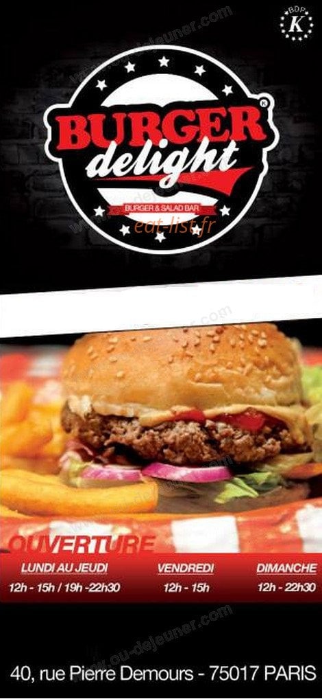 Burger Delight — carte page 1