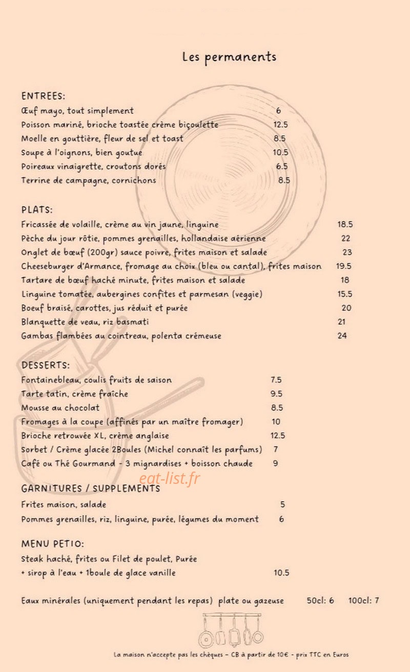 Café Armance — carte page 1