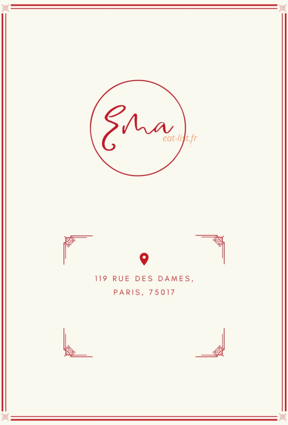 Café Ema — carte page 1