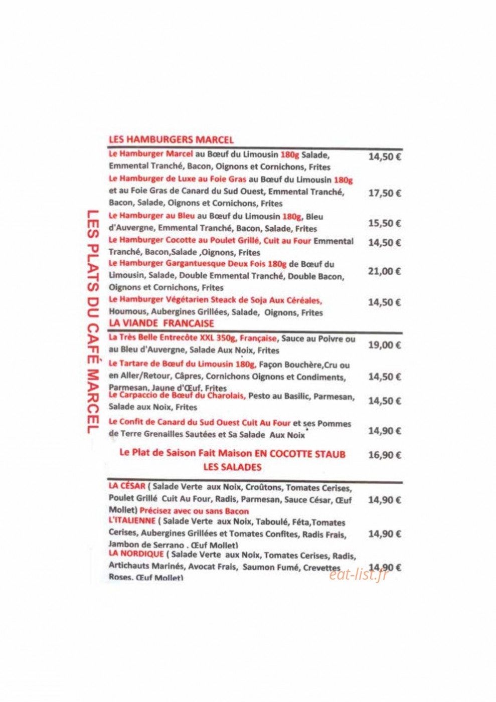 Café Marcel — carte page 3