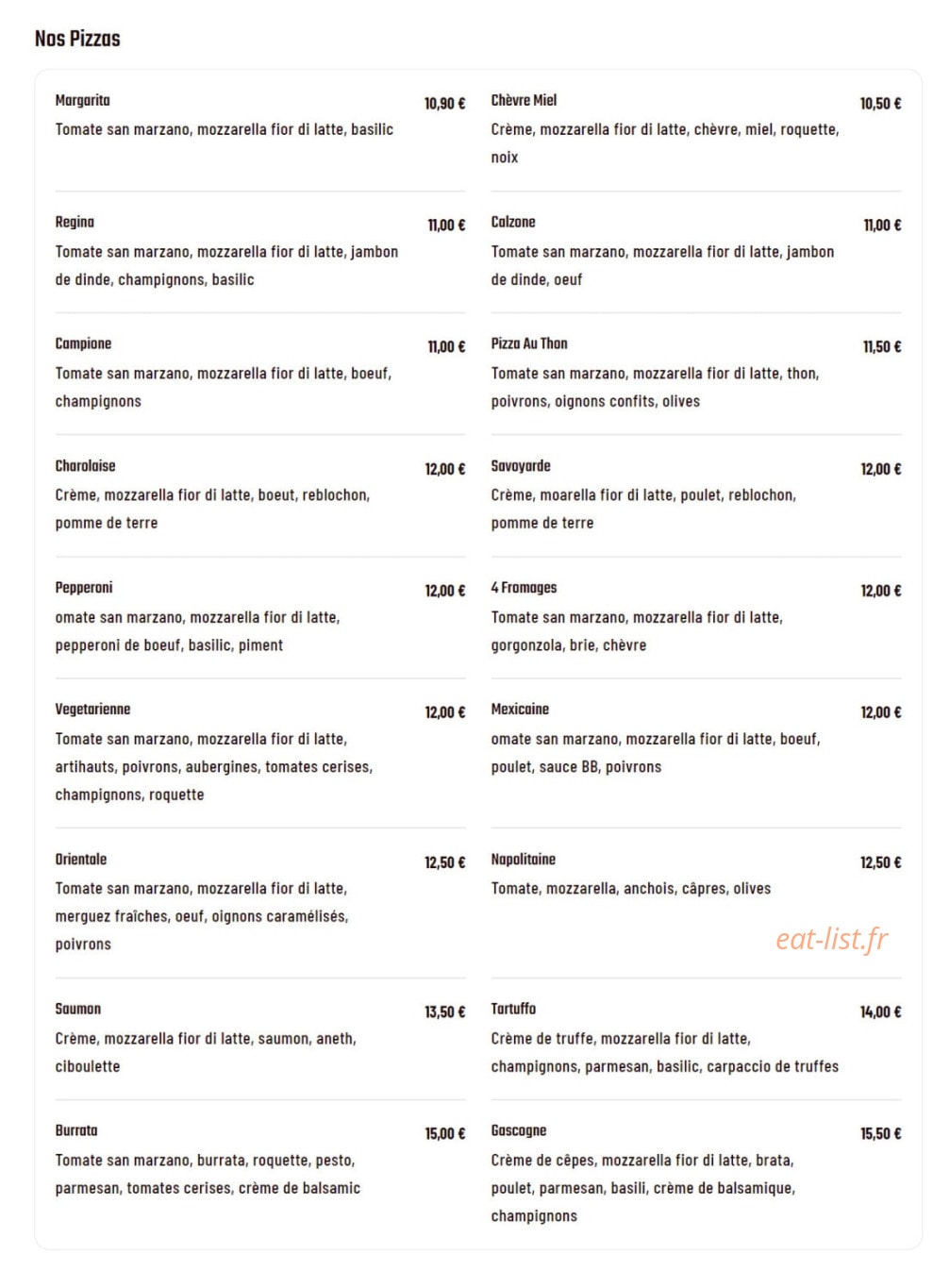 Captain's Pizza — carte page 1