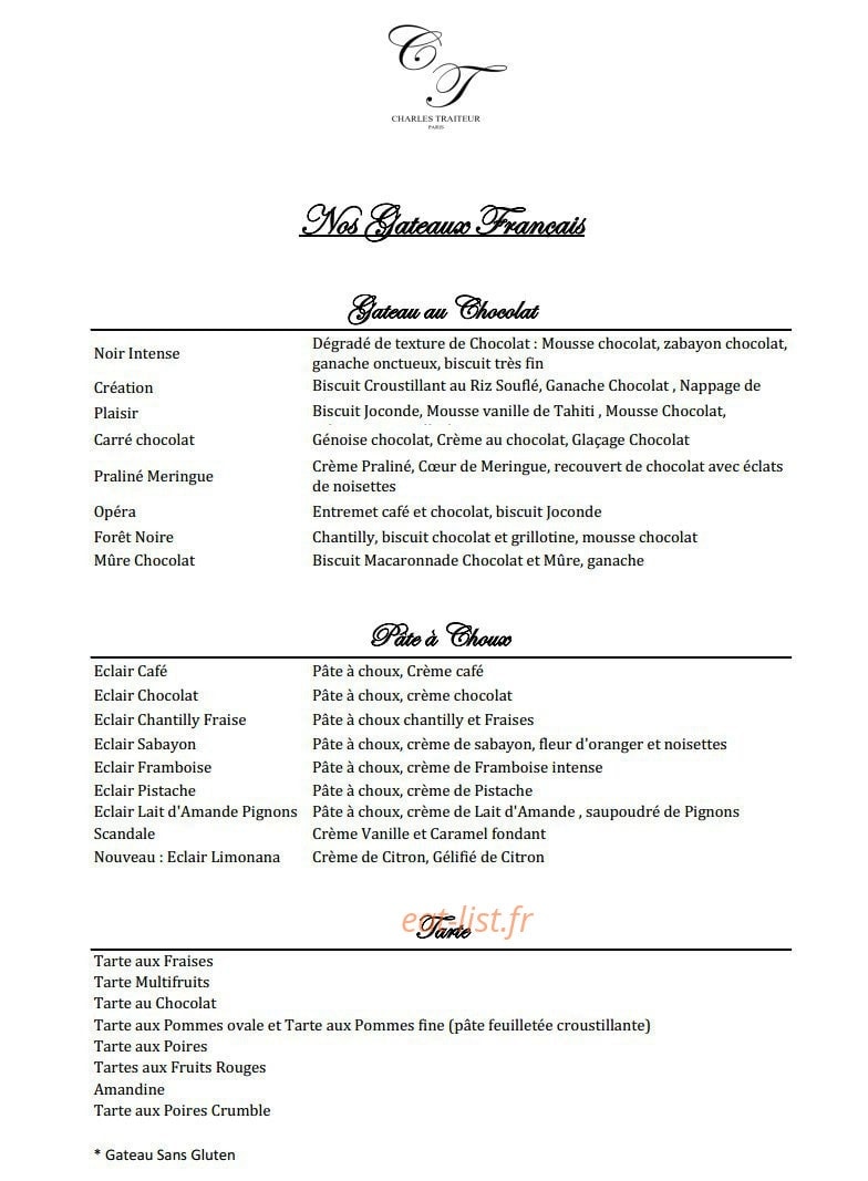 Charles Traiteur — carte page 4