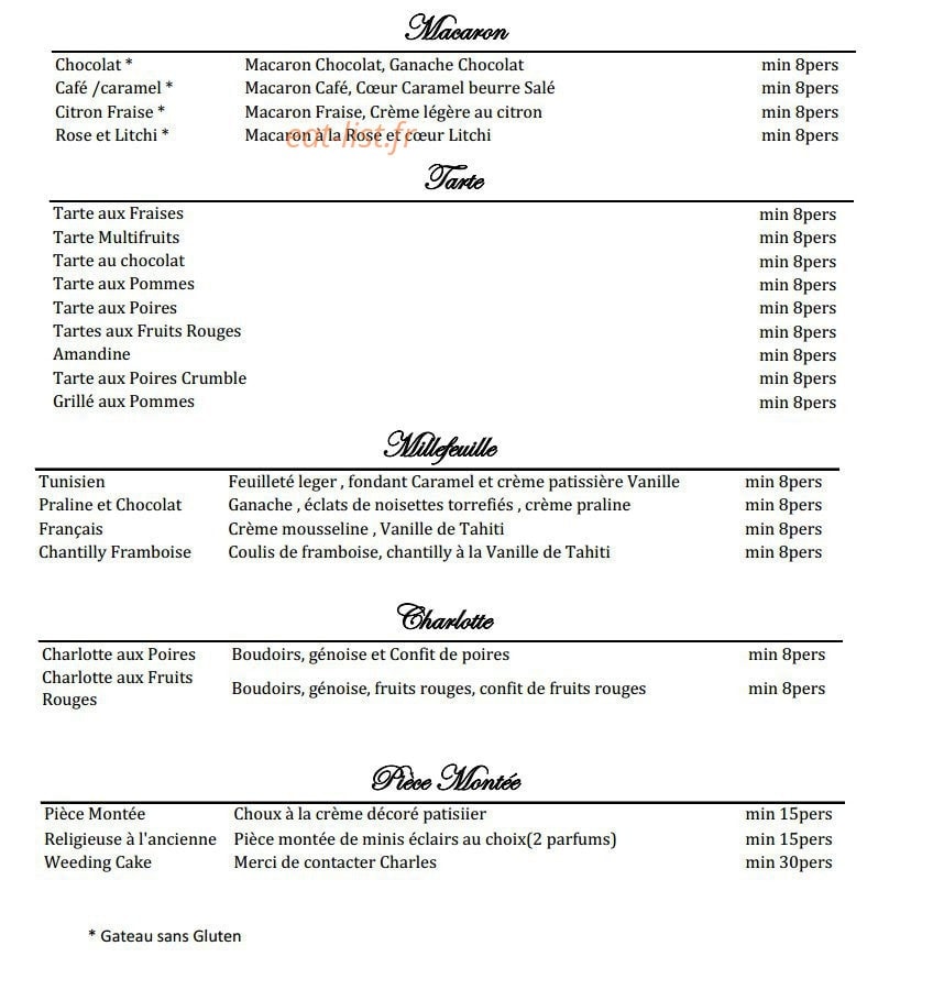 Charles Traiteur — carte page 3