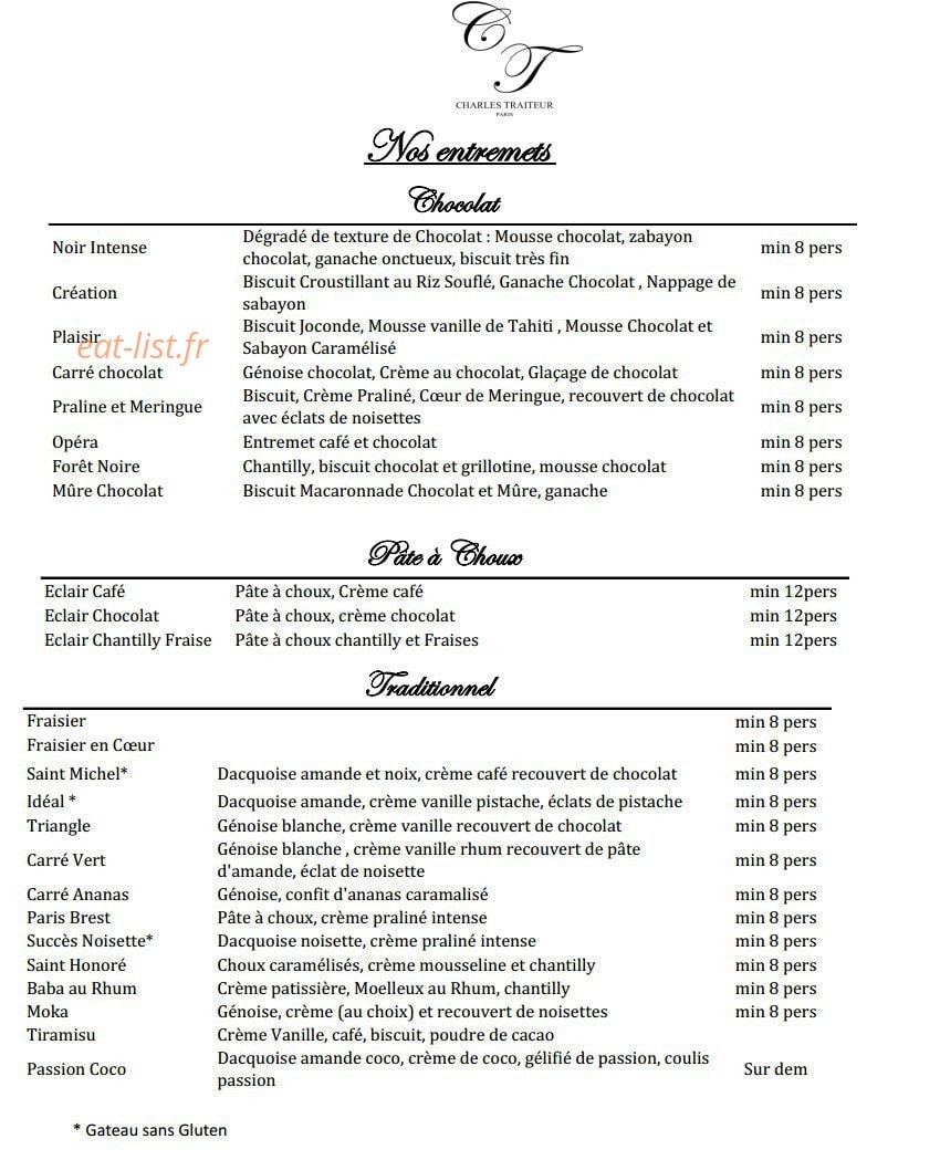 Charles Traiteur — carte page 2