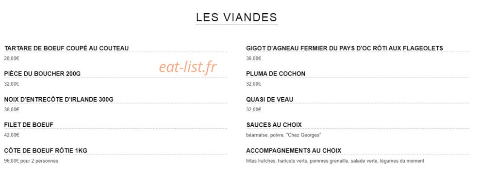 Chez Georges — carte page 2