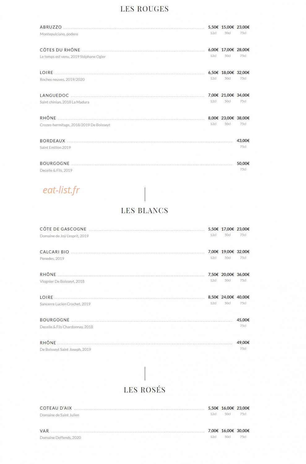 Chez Tartar — carte page 3
