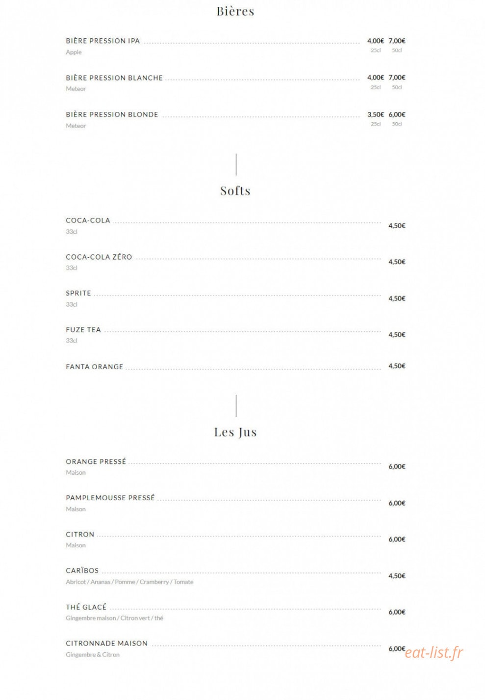 Chez Tartar — carte page 5
