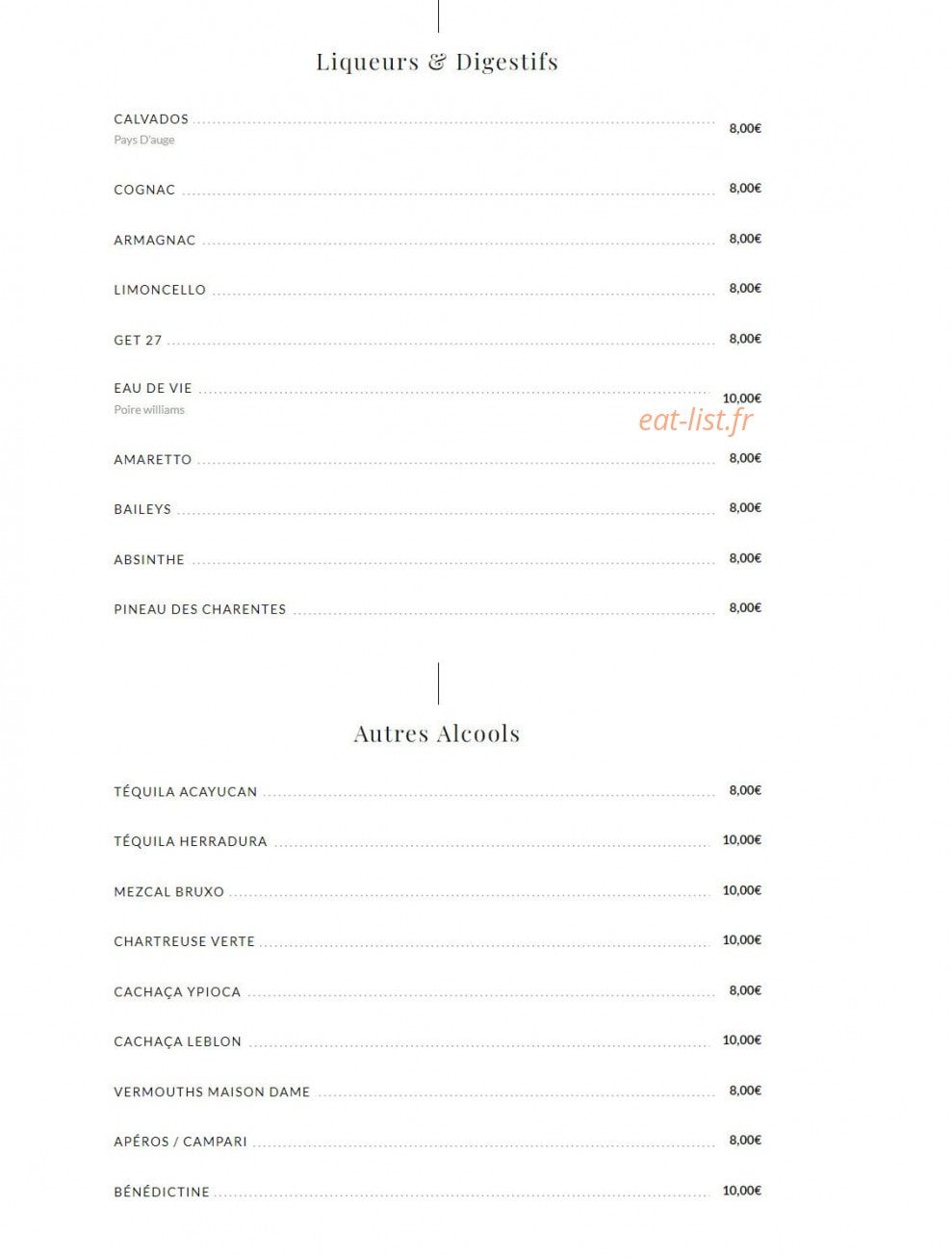 Chez Tartar — carte page 7
