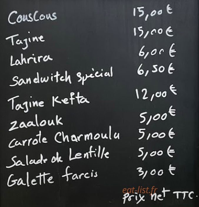 Chez Thanina — carte page 1