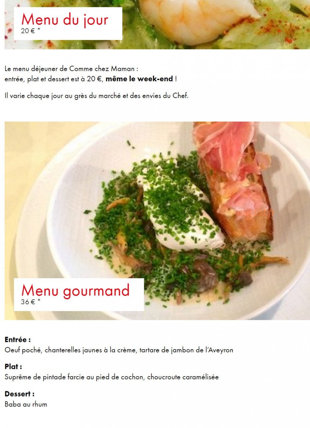 Comme chez Maman — carte page 4