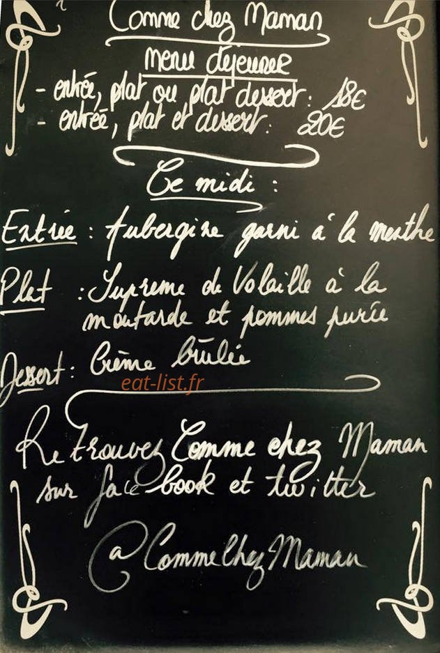 Comme chez Maman — carte page 1