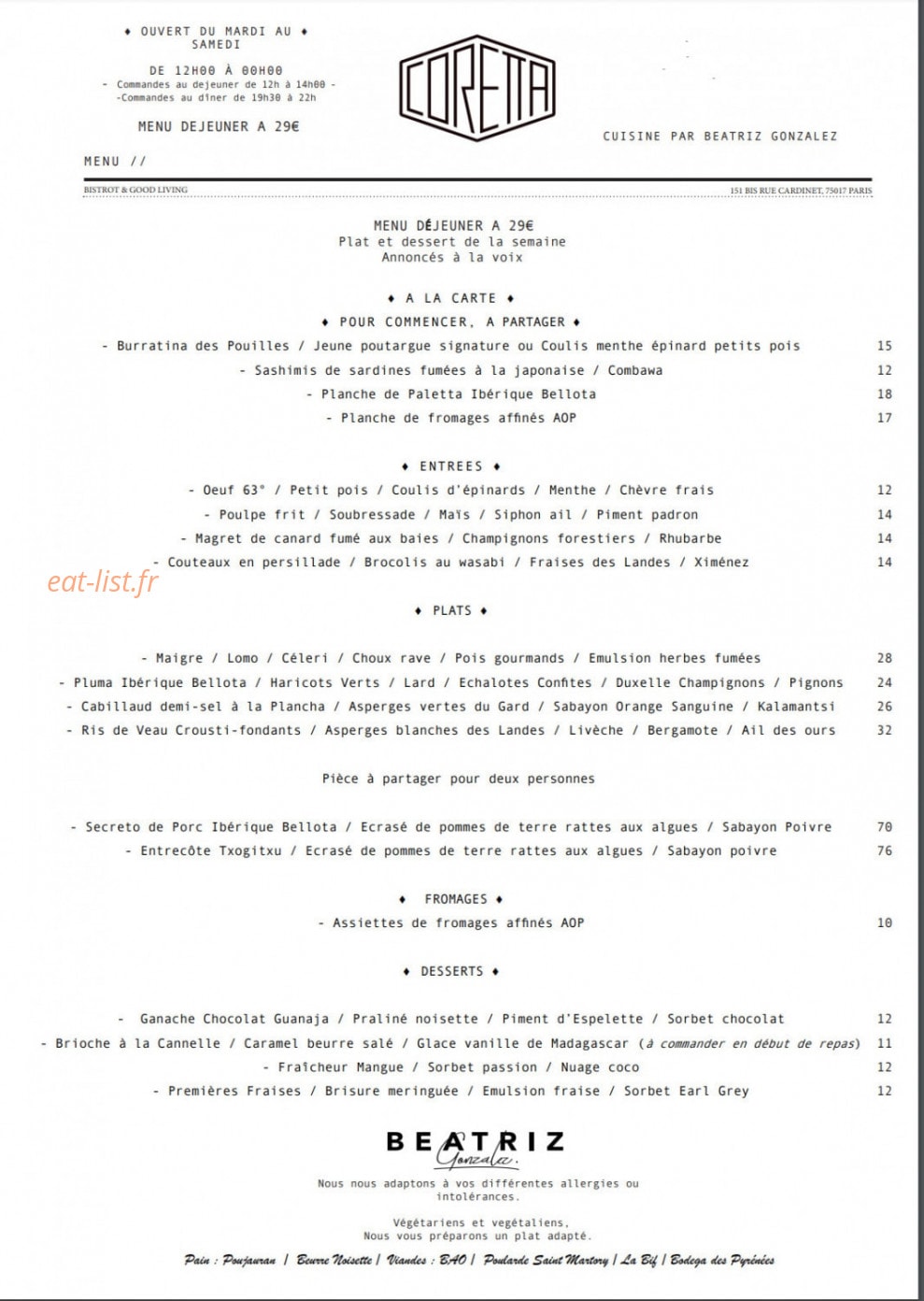 Coretta — carte page 1