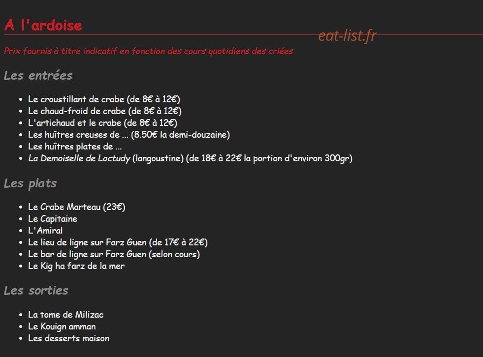 Crabe Marteau — carte page 1