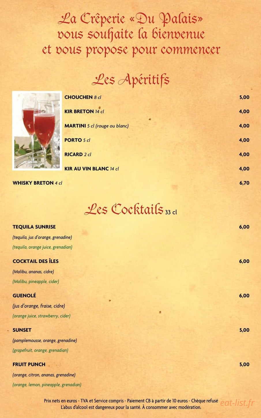 Crêperie du Palais — carte page 3