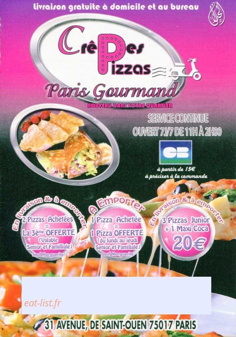 Crêpes Pizzas — carte page 1
