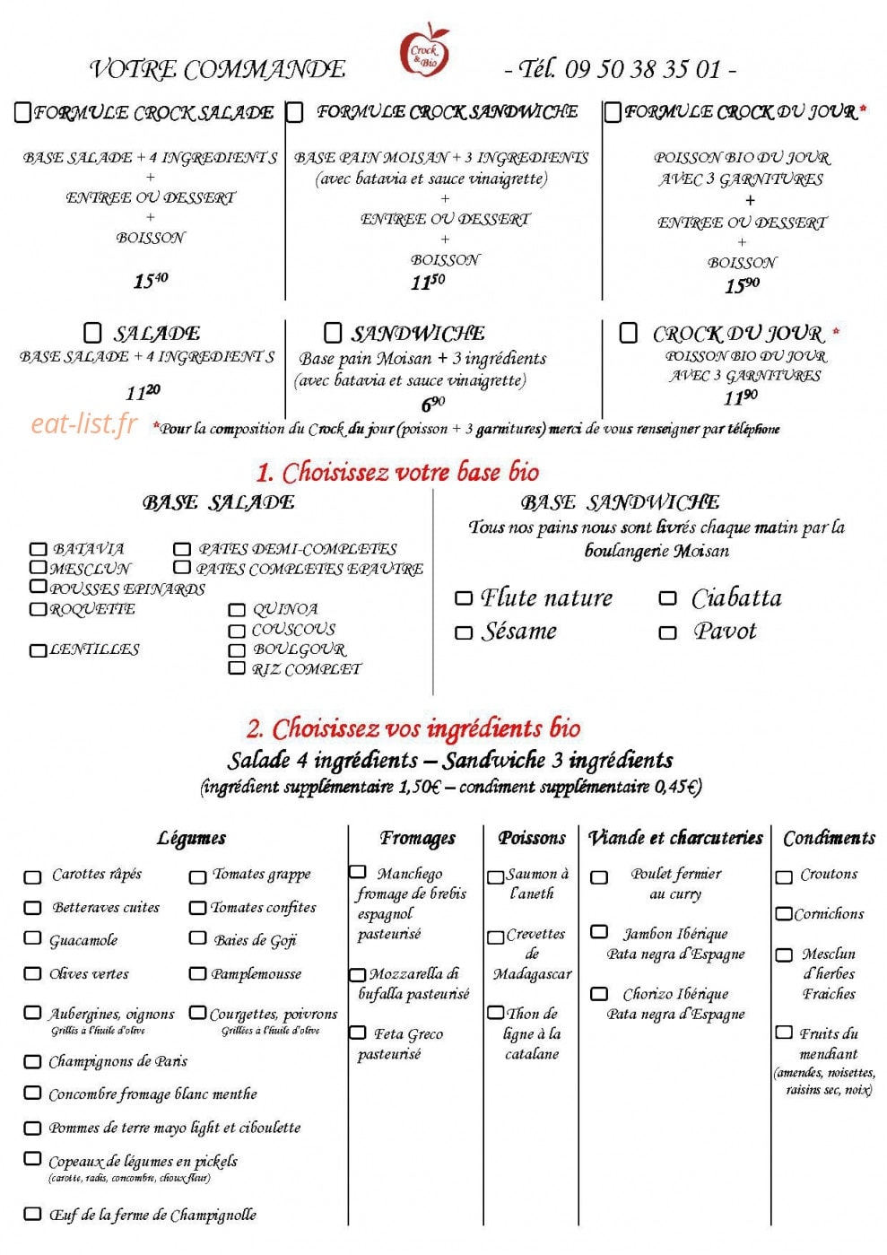 Crock & Bio — carte page 1