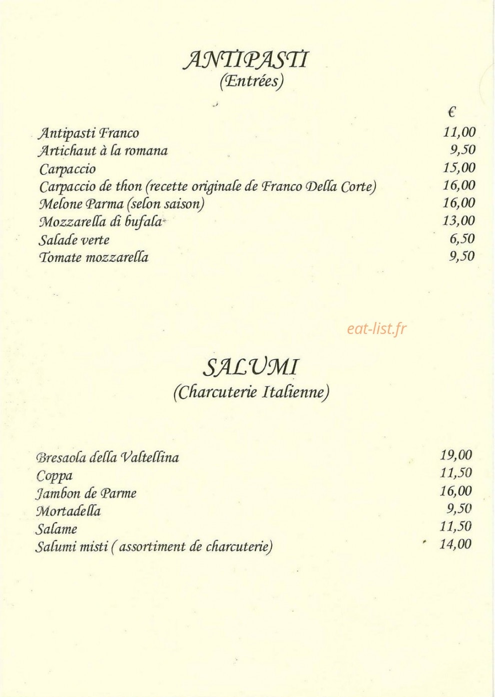 Da Franco — carte page 2