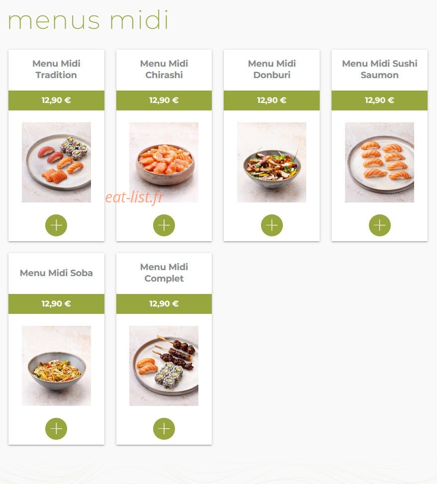 Eat sushi — carte page 1