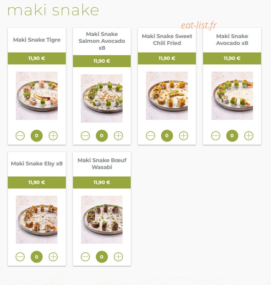 Eat sushi — carte page 14