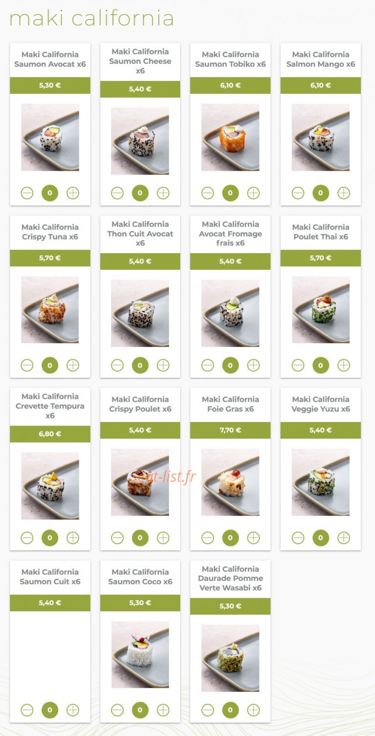 Eat sushi — carte page 9