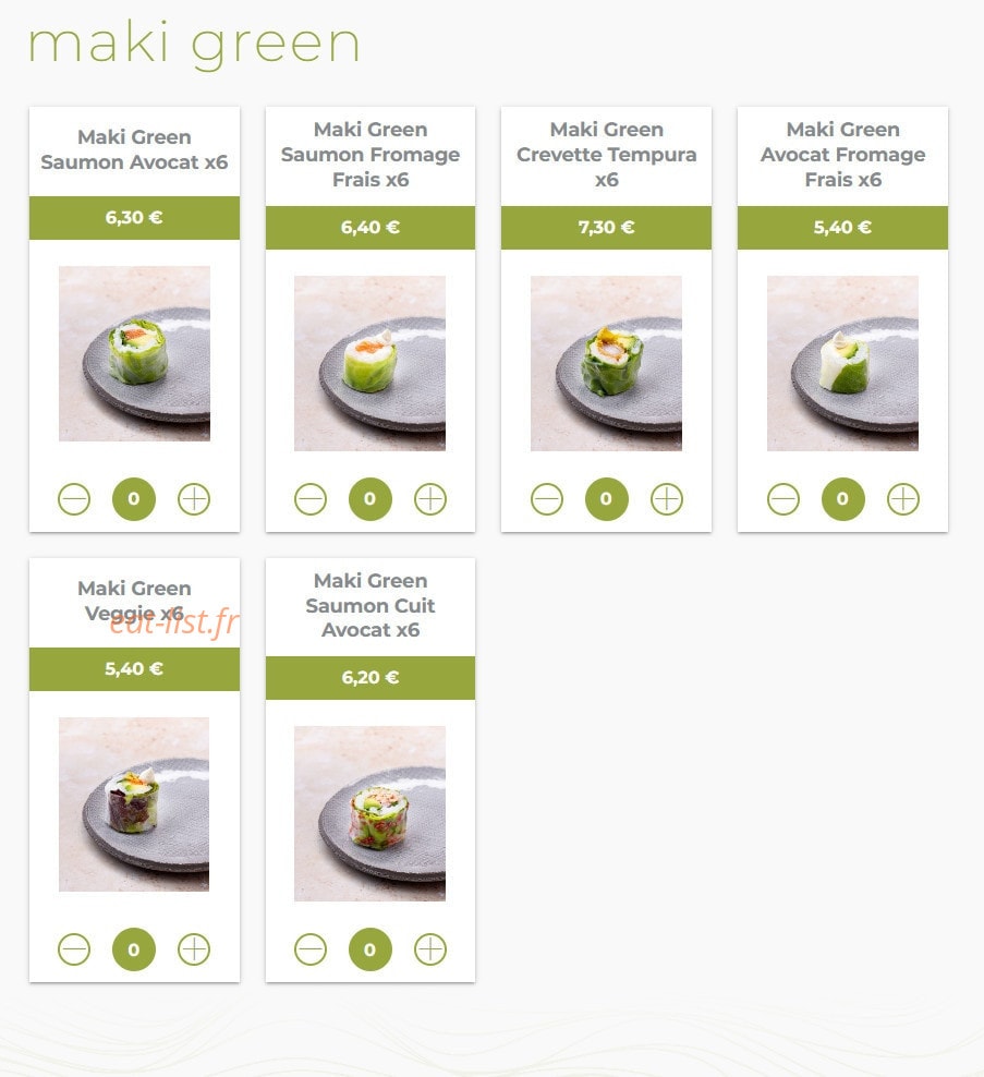 Eat sushi — carte page 10