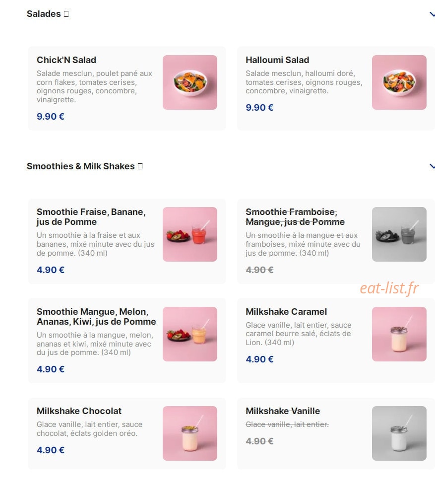 Encore Burgers & Cakes — carte page 3