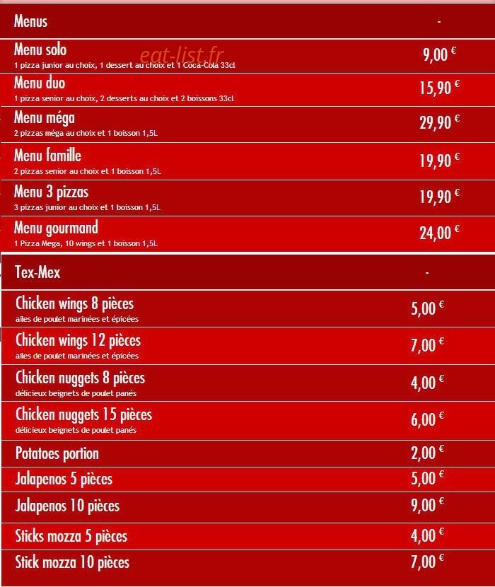 French Pizza — carte page 5