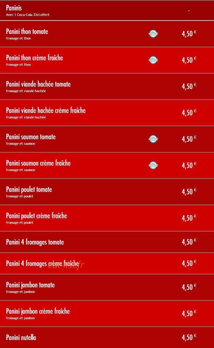French Pizza — carte page 6