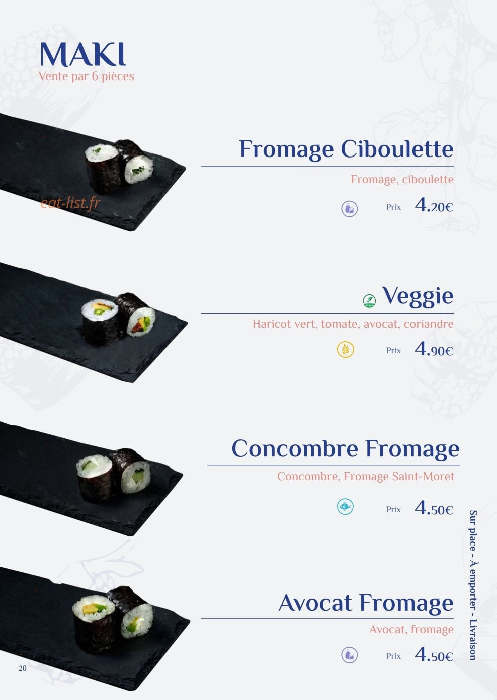 Fusi Sushi — carte page 20
