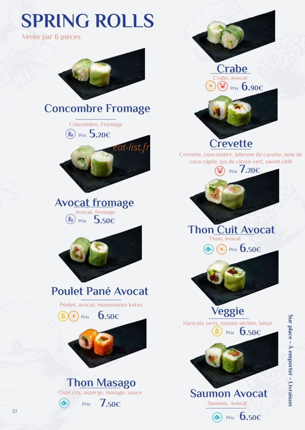 Fusi Sushi — carte page 22