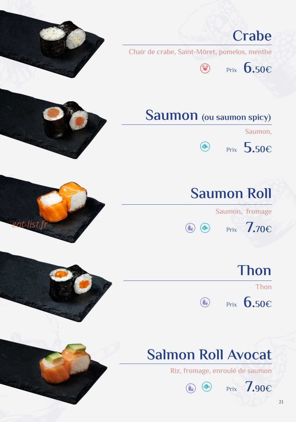 Fusi Sushi — carte page 21