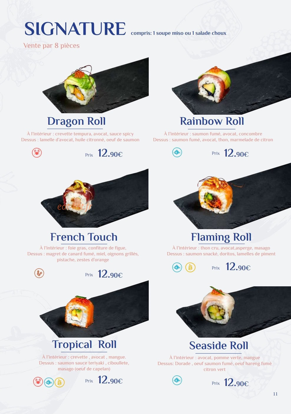Fusi Sushi — carte page 11