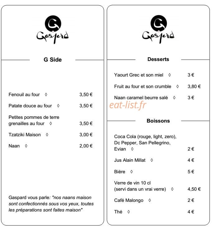 G by Gaspard — carte page 1