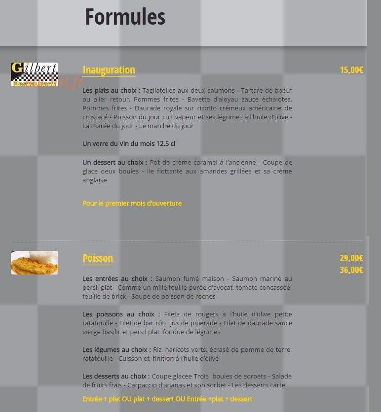 Gilbert Restaurant — carte page 6