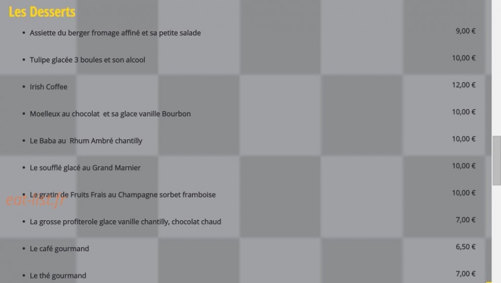 Gilbert Restaurant — carte page 3