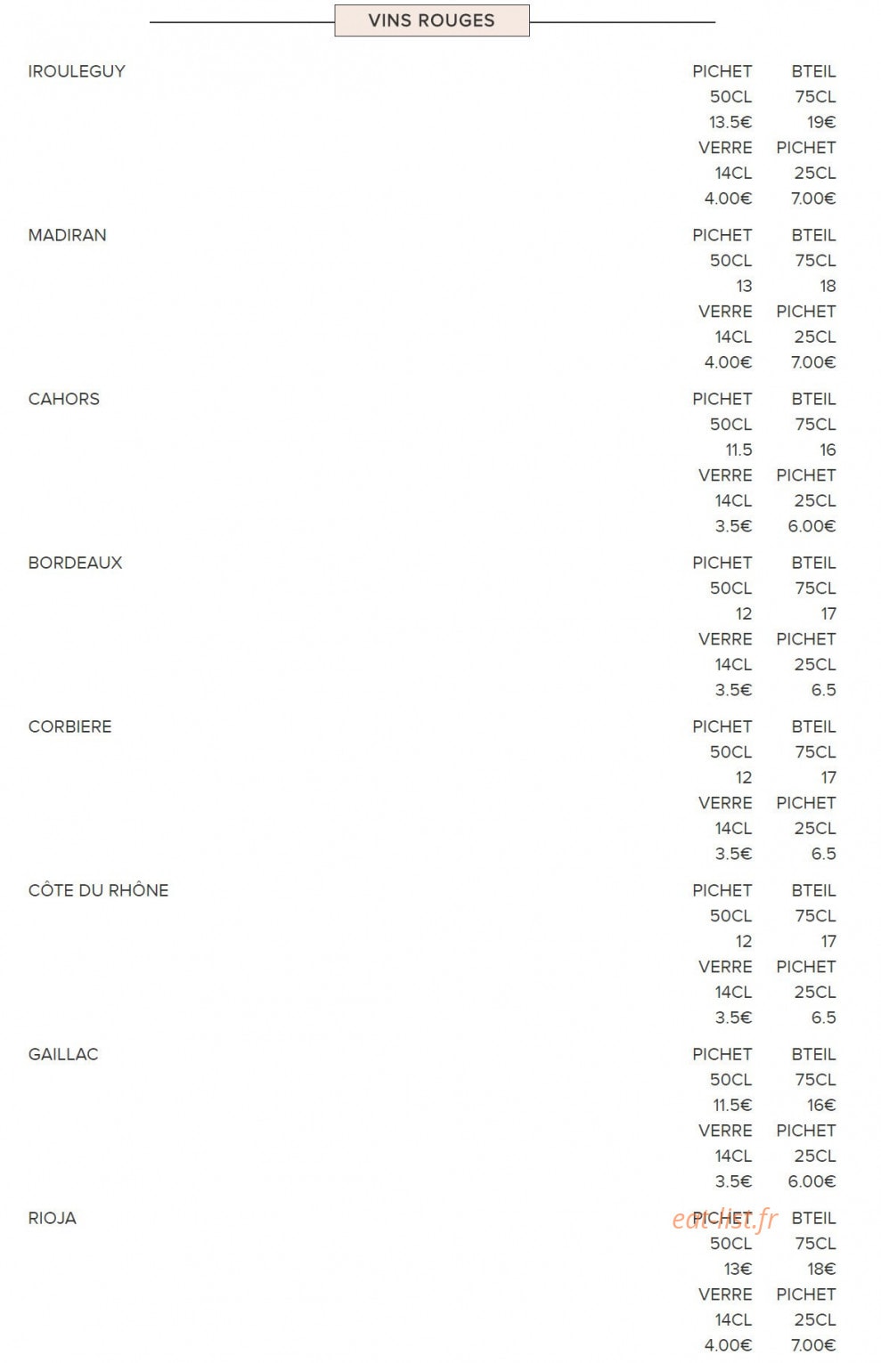 Gladines Batignolles — carte page 5