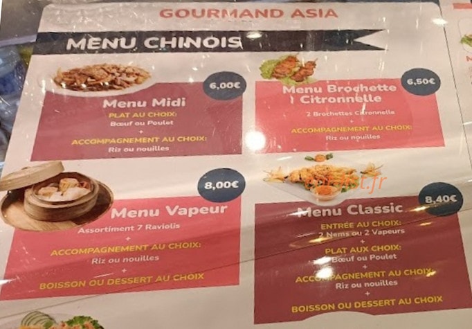 Gourmande Asia — carte page 1