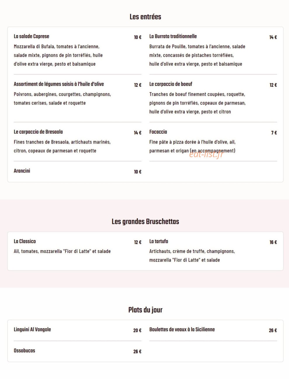 Gusto Italia — carte page 1