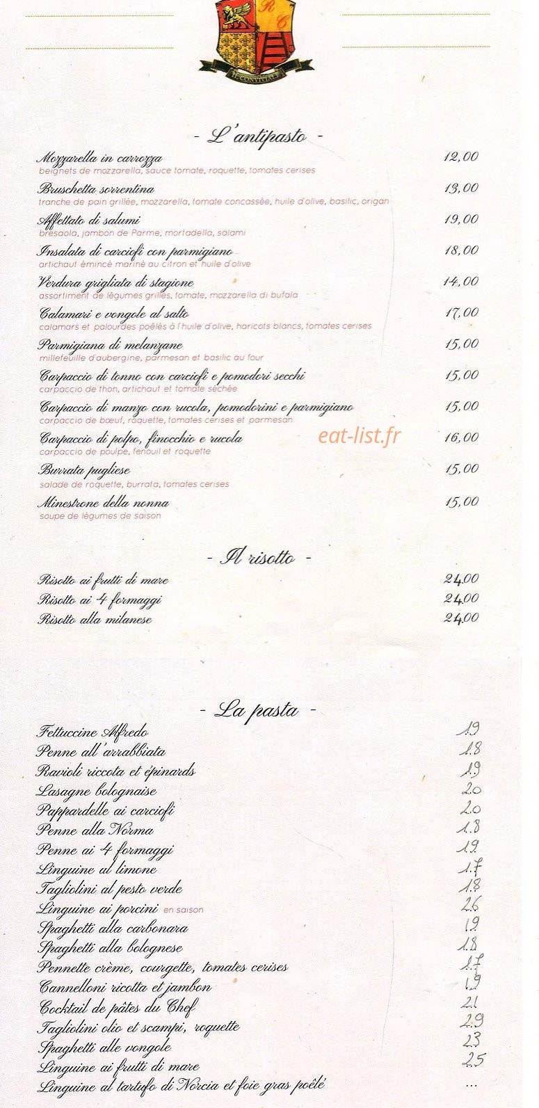 Il Conviviale — carte page 1