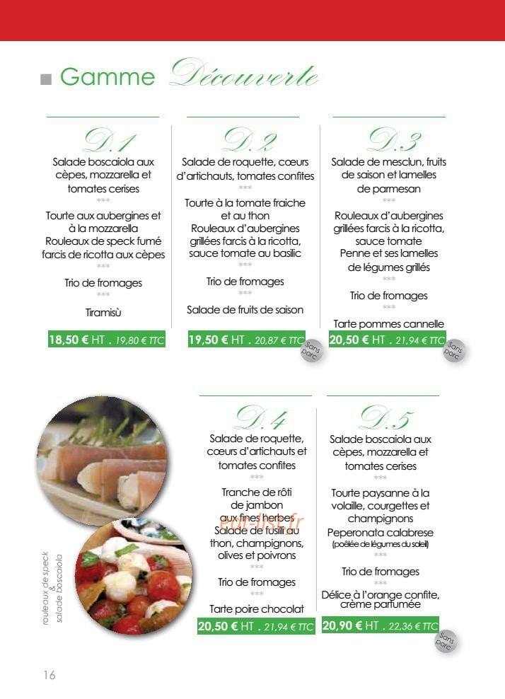 Italian Cucina — carte page 16