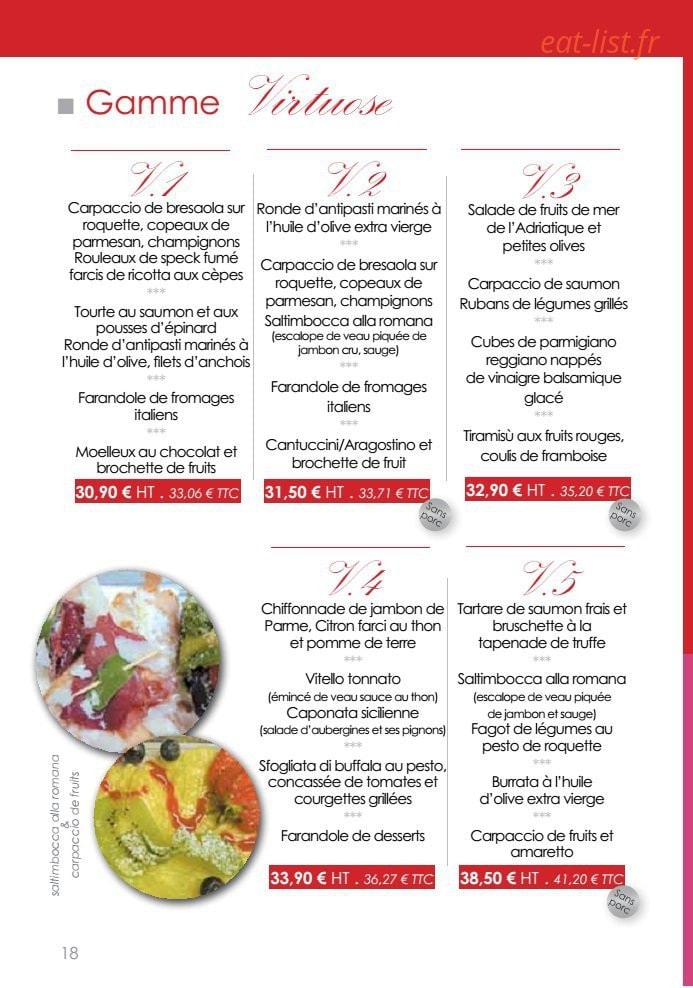 Italian Cucina — carte page 18