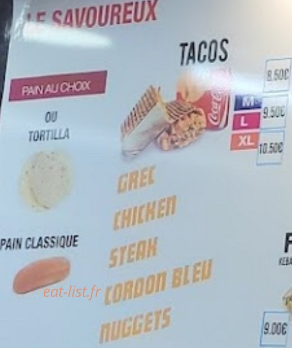 kebab Le Savoureux — carte page 1