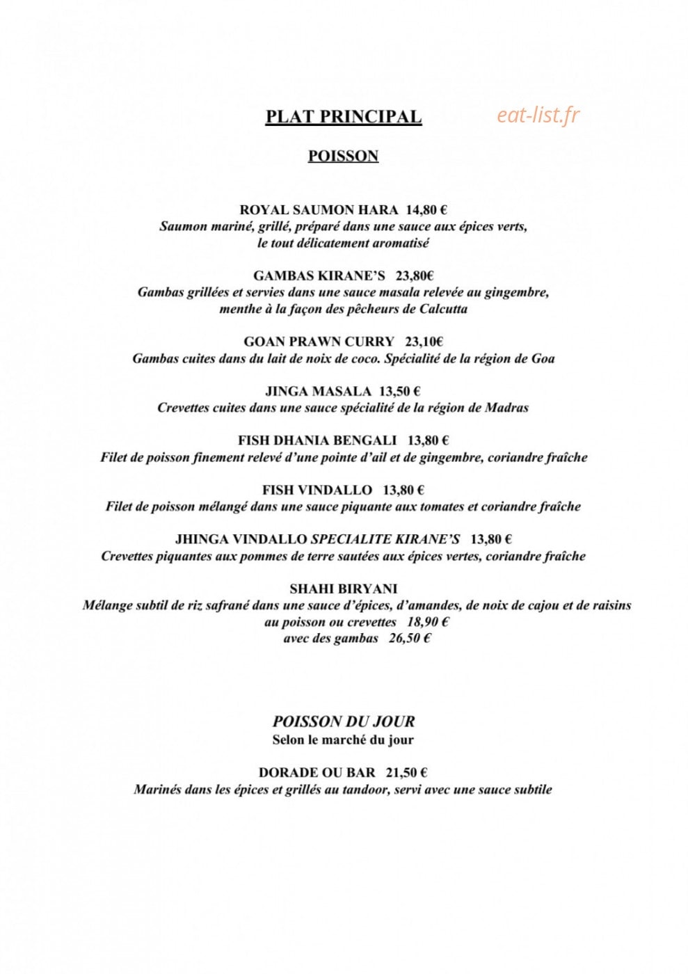 Kirane's — carte page 5