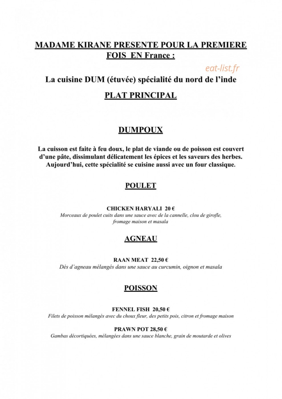 Kirane's — carte page 6