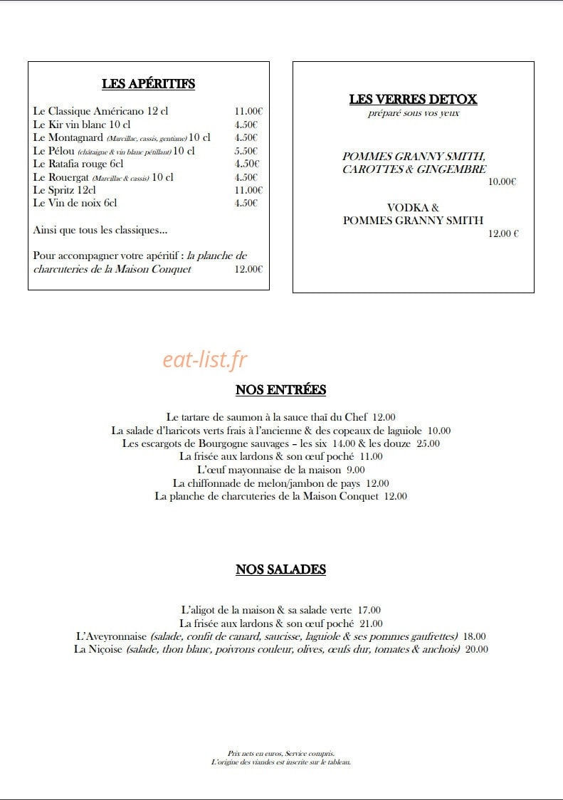 L'Aligot — carte page 1