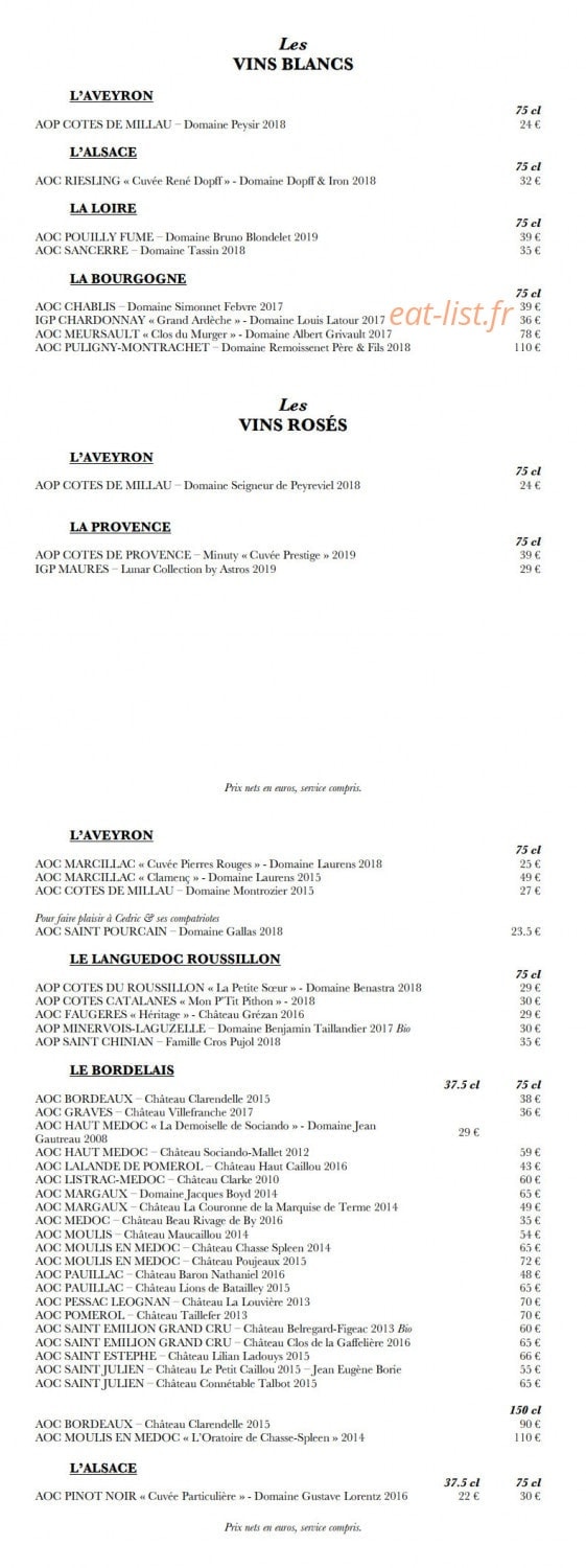 L'Aligot — carte page 5