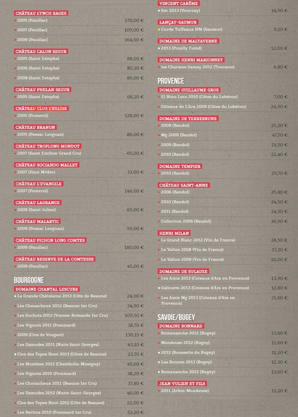 L'ébéniste du vin — carte page 4